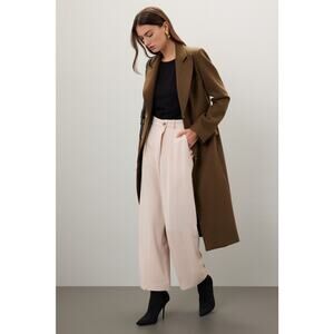 BA&SH Off-White Crepe Pleated Front Zipper Oxford Style Shen Pants Size US 8